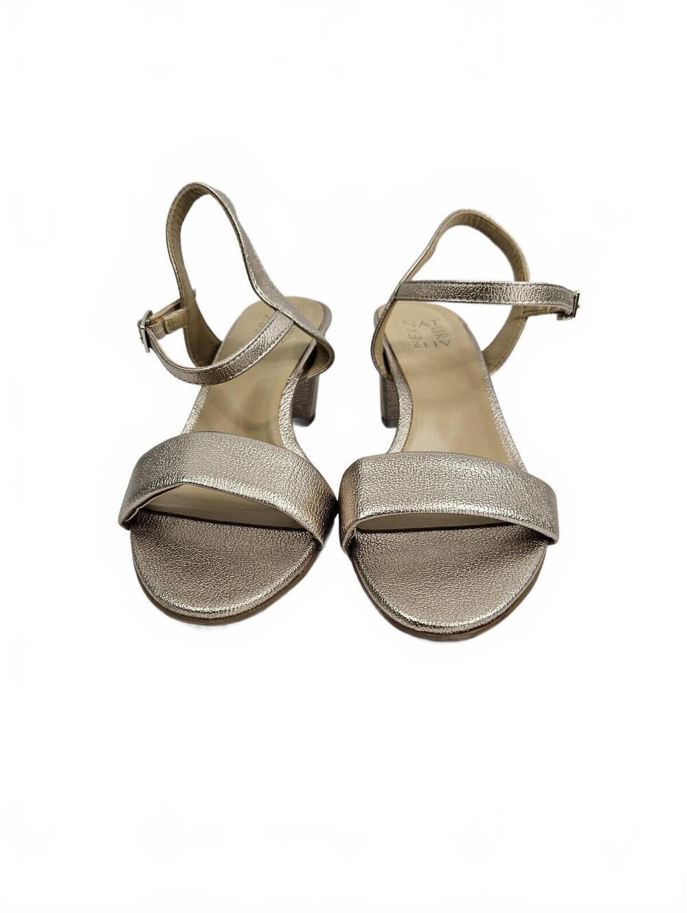 Naturalizer Bristol Metallic Ankle Strap Block Heel Sandals Size 8M